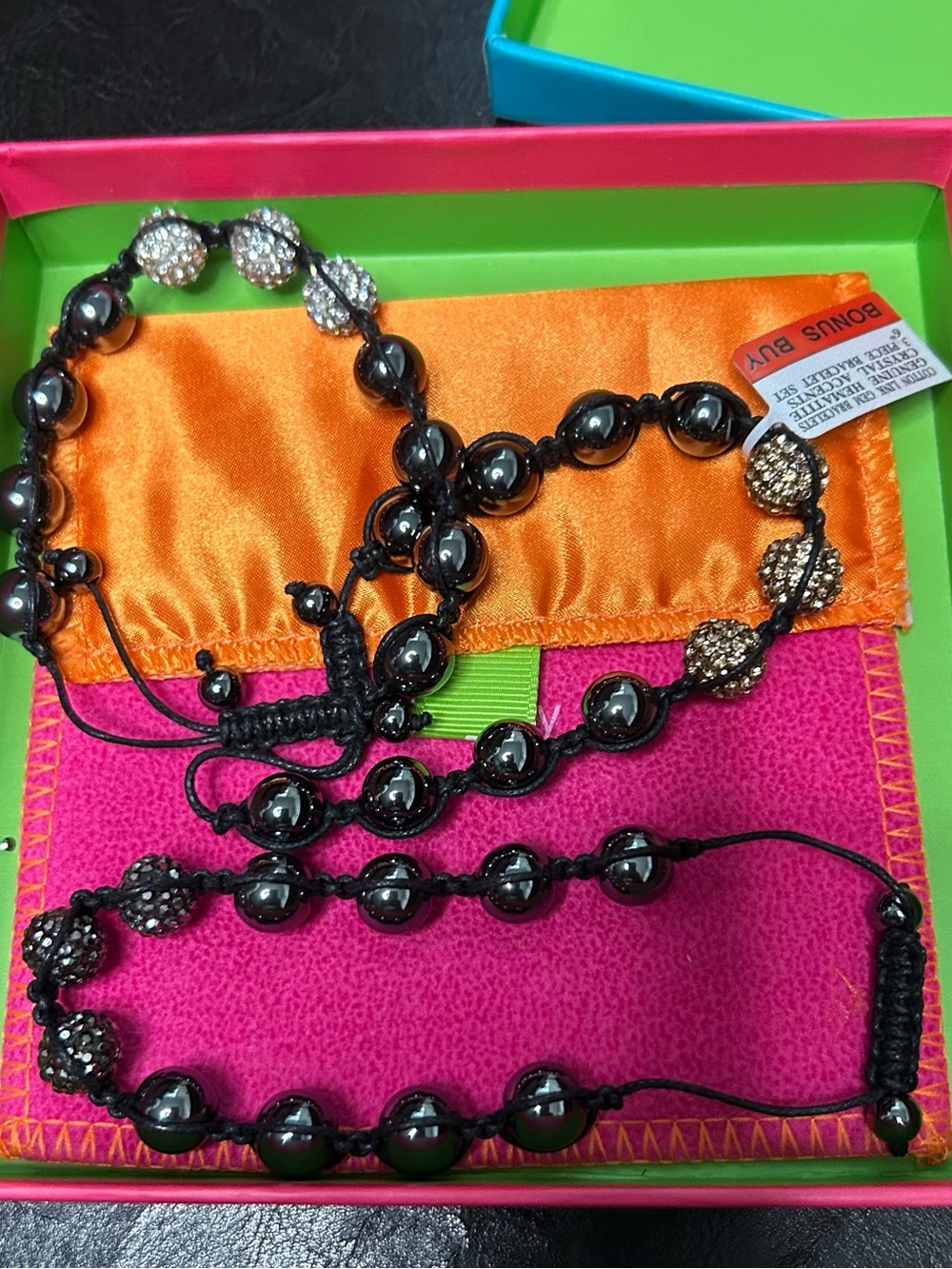 NWT Cotton Link Gem Hematite Beads Bracelet (3 Piece Bracelet Set)